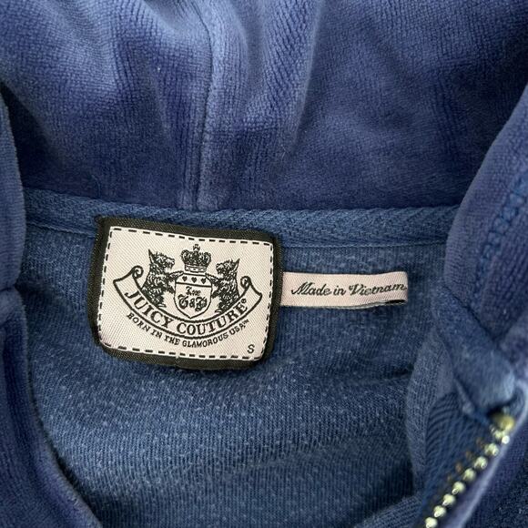 VTG y2k women's Juicy Couture velour track jacket hoodie sweatshirt w/ J Zipper - Picture 6 of 8